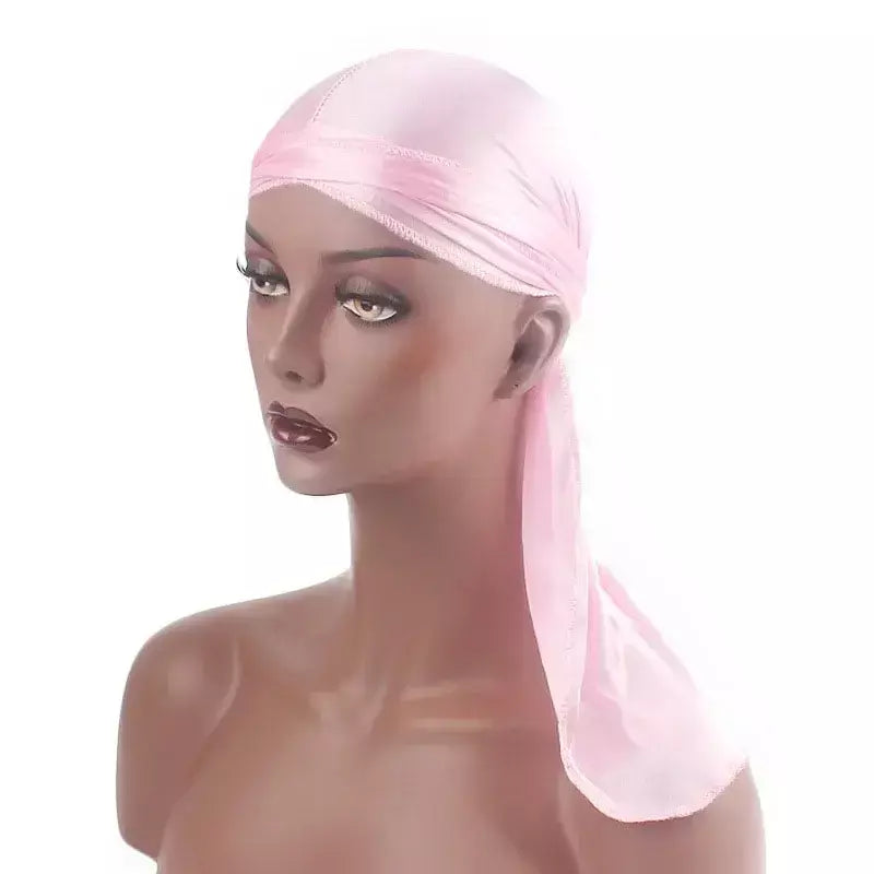 Elasticidade baotou boné faixas de cabelo simulação sedosa durag cauda longa chapéu pirata bandana turbante para crianças criança fita acessórios