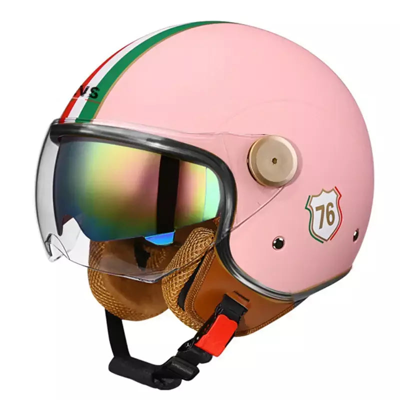 Capacete de motocicleta vintage leve com viseira dupla moto equitação 3/4 meio capacete aberto retro casco moto 3c & dot