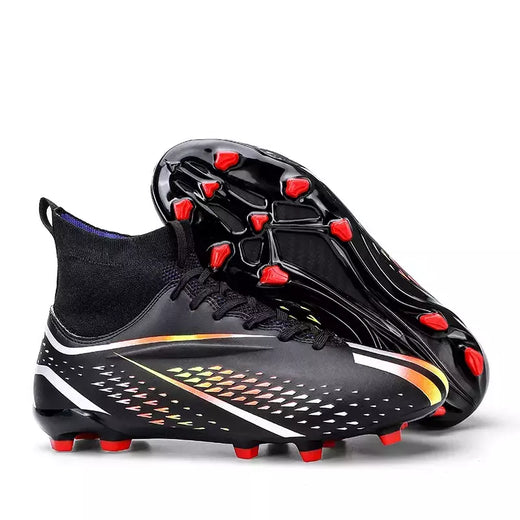 Botas masculinas de futebol longas, sapatos de futebol ao ar livre, grampos internos, futsal confortável, confortável antiderrapante, FG, TF, fósforo para meninos