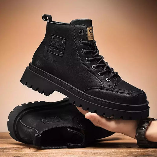 Botas Chukka de couro impermeáveis para homens, Botas Oxford Casual Lace Up Ankle, Sapatos de vestido diário