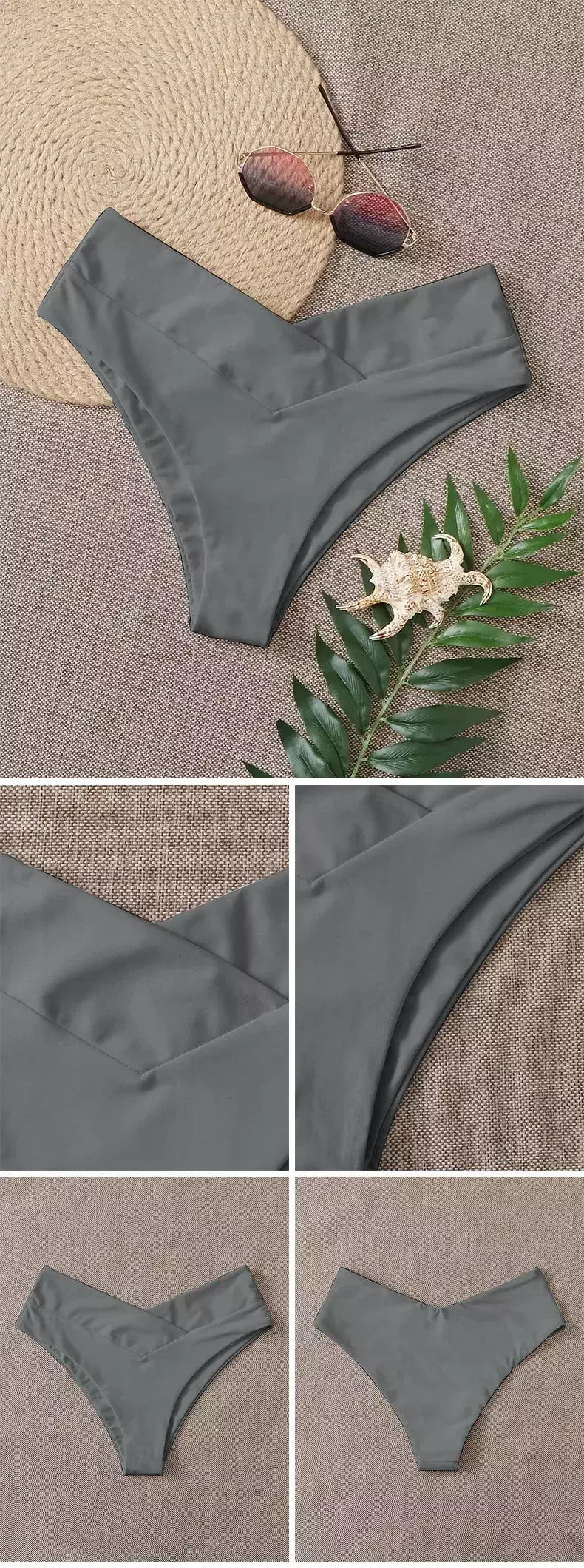 Tanga brasileira de biquíni para mulheres, semi-banho, roupa de praia sexy V cheeky, banho preto para senhoras, natação