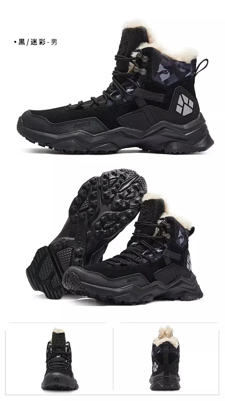 Rax à prova dwaterproof água caminhadas sapatos homens inverno ao ar livre tênis para homens botas de neve de pelúcia montanha botas de neve turismo ao ar livre sapato de corrida
