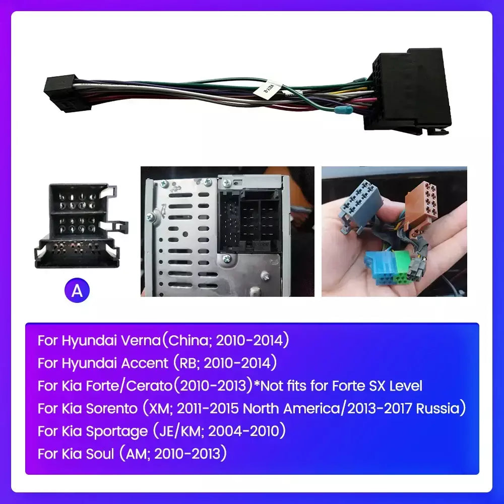 Cabo de alimentação para hyundai kia android rádio do carro estéreo áudio mp5 player gps central automotivo multimídia player acessórios