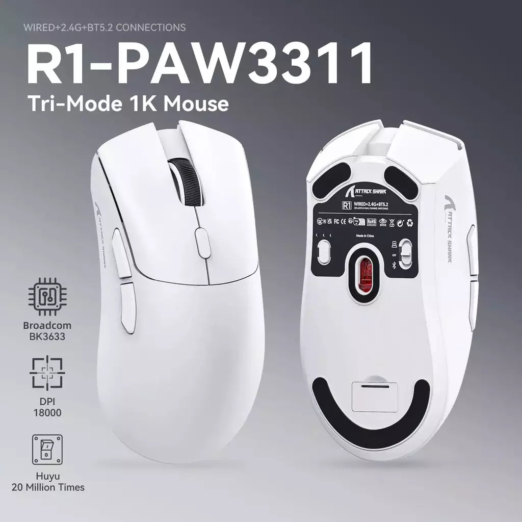Mouse sem fio Bluetooth Gaming, Pixel Art, R1 Superlight, 2.4G, Sensor ajustável, 6 DPI ajustável para Office Game