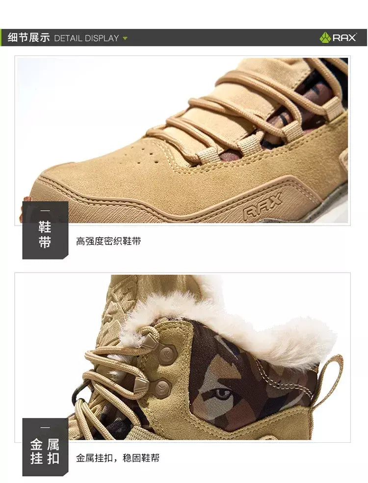 Rax à prova dwaterproof água caminhadas sapatos homens inverno ao ar livre tênis para homens botas de neve de pelúcia montanha botas de neve turismo ao ar livre sapato de corrida