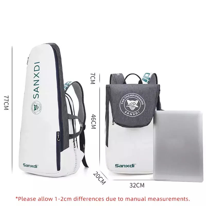 Mochila de remo de tênis dobrável para homens Squash Badminton Racket Bag Bolsa de transporte de raquetebol Sacos esportivos de grande capacidade