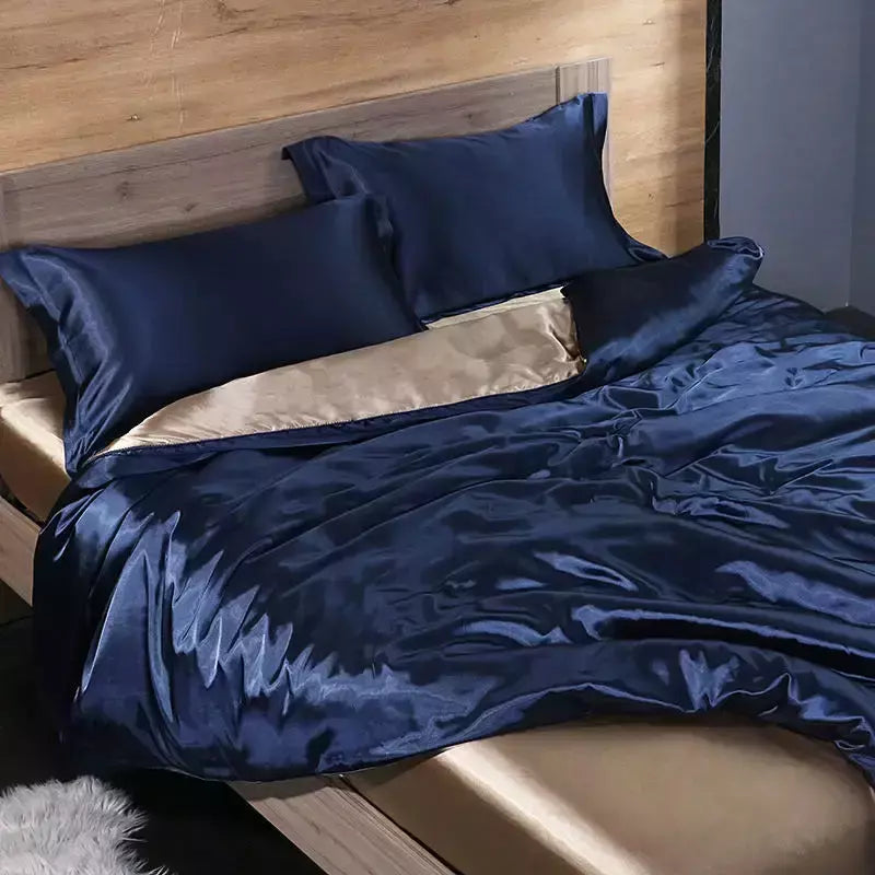 Luxo Satin Bedding Set Capa de edredão com fronha Estilo Europeu King Queen Size Confortável Bed Set Covers Folha de linho