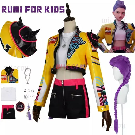 2025demon caçadores huntrix rumi cosplay kpop grupo palco cosplay padrão de impressão uniforme festa de halloween roupa sexy para mulher