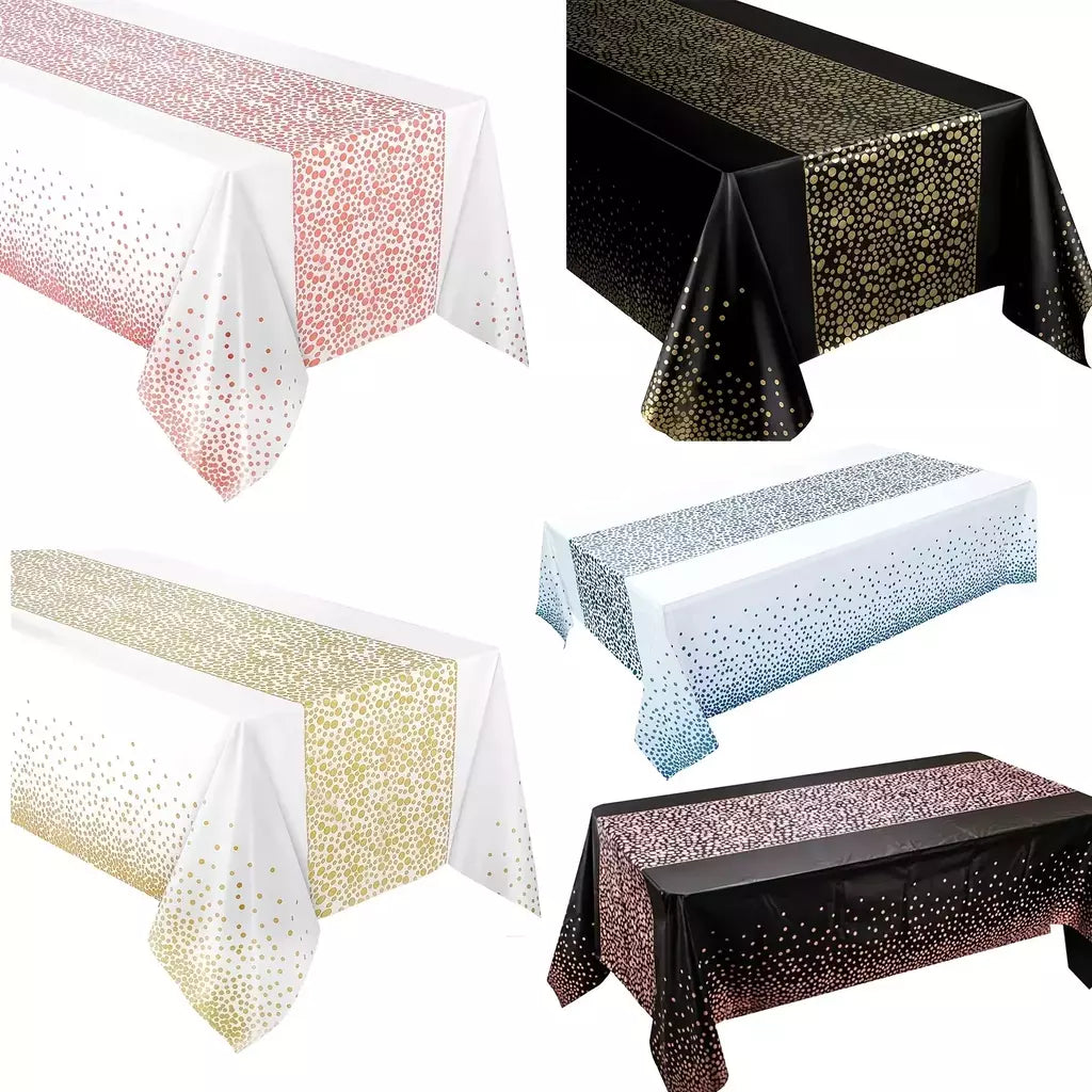 Toalha de mesa descartável com bolinhas pequenas, impermeável e engrossada, para decoração, festa de aniversário e casamento, 54x10 8 polegadas, 1pc