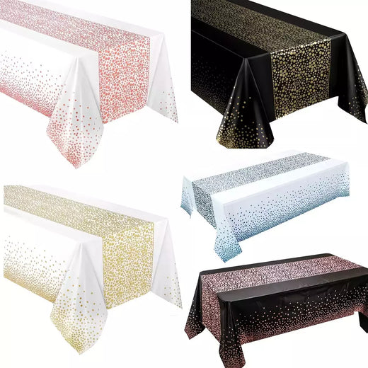 Toalha de mesa descartável com bolinhas pequenas, impermeável e engrossada, para decoração, festa de aniversário e casamento, 54x10 8 polegadas, 1pc