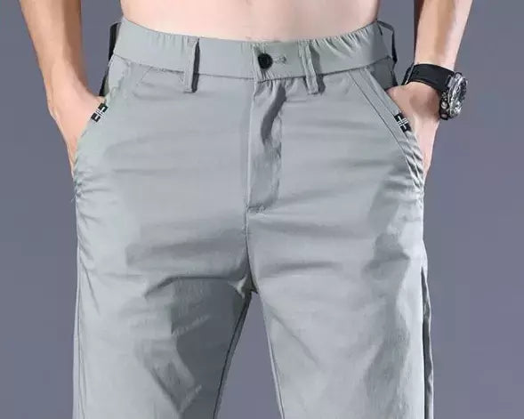 Calça reta masculina de alfaiataria social, calça masculina de algodão, para cima fina e casual, calça empresarial chinesa, clássica, para cima, verão