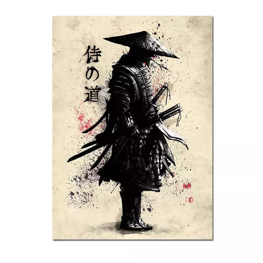 Japonês Samurai Canvas Pintura Wall Art, Cartazes e Impressões de Personagem, Decoração para Casa, Imagem para Sala, Quarto Estética