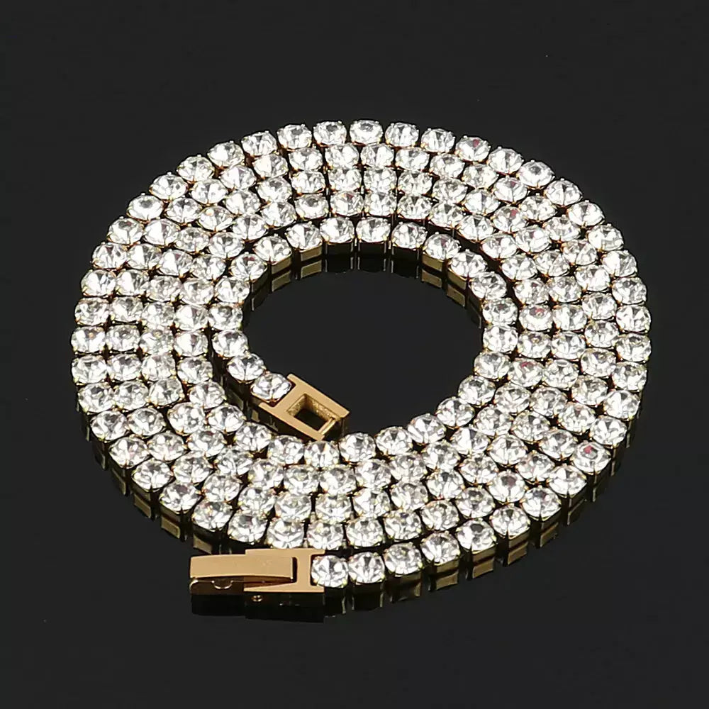 316l 4mm colar de aço inoxidável para mulheres hip hop tênis corrente colares cor cristal zircão gargantilha colar jóias