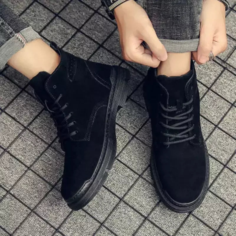 Sapatos retrô respiráveis de cano médio masculino, botas casuais de trabalho, sapato confortável, sapato leve, bota masculina da moda, quente, outono, inverno, nova moda