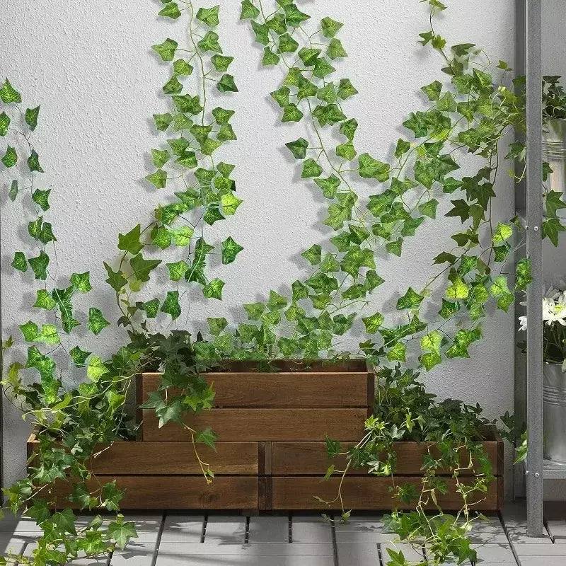 Folha de hera verde artificial rattan trepadeira folhas videira pendurado guirlanda diy flores falsas plantas para jardim festa de casamento decoração de casa