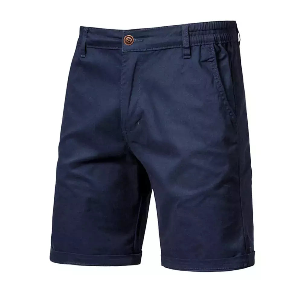 Calça curta de cintura elástica masculina, 100% algodão, monocromática, casual, de negócios, social, alta qualidade, nova, verão 2022