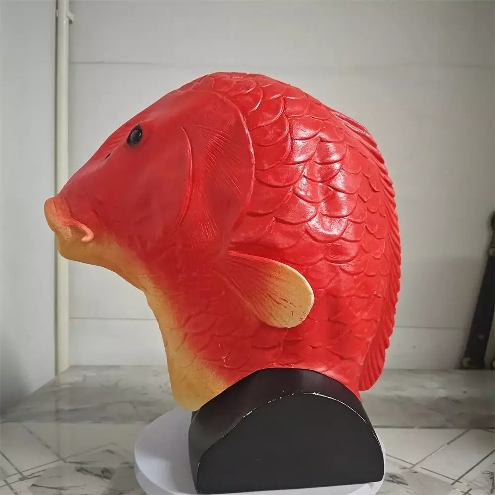 Máscara de cabeça de peixe engraçado animal máscara de carpa preta para festa de aniversário de halloween animal cosplay cabeça capa brincadeira prop peixe máscaras de látex