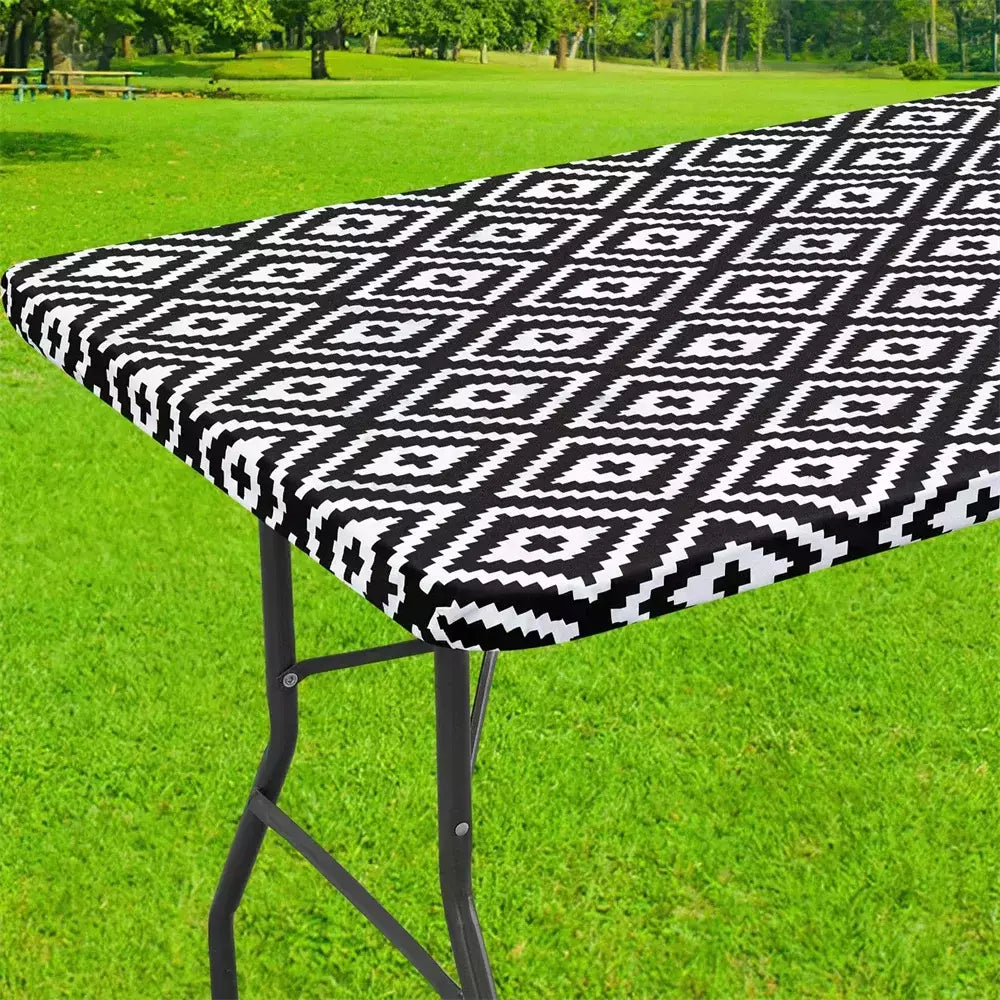 Olanly Retângulo Toalha De Mesa De Vinil, Elástica Cabido Toalha De Mesa, Capas De Plástico Impermeável, Dobre Mesas, Piquenique, Camping, Ao Ar Livre