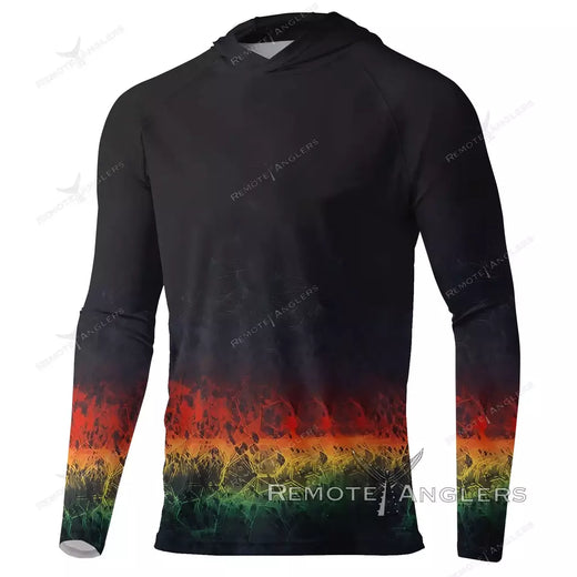 Camisa de pesca com capuz vermelho máscara roupas de pesca verão manga longa upf 50 secagem rápida respirável camisa proteção solar curto camiseta