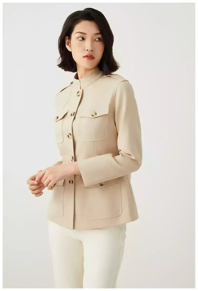 Jaqueta de lã australiana feminina, roupa luxuosa, casacos femininos, roupa de alta qualidade, K2540W, 50%