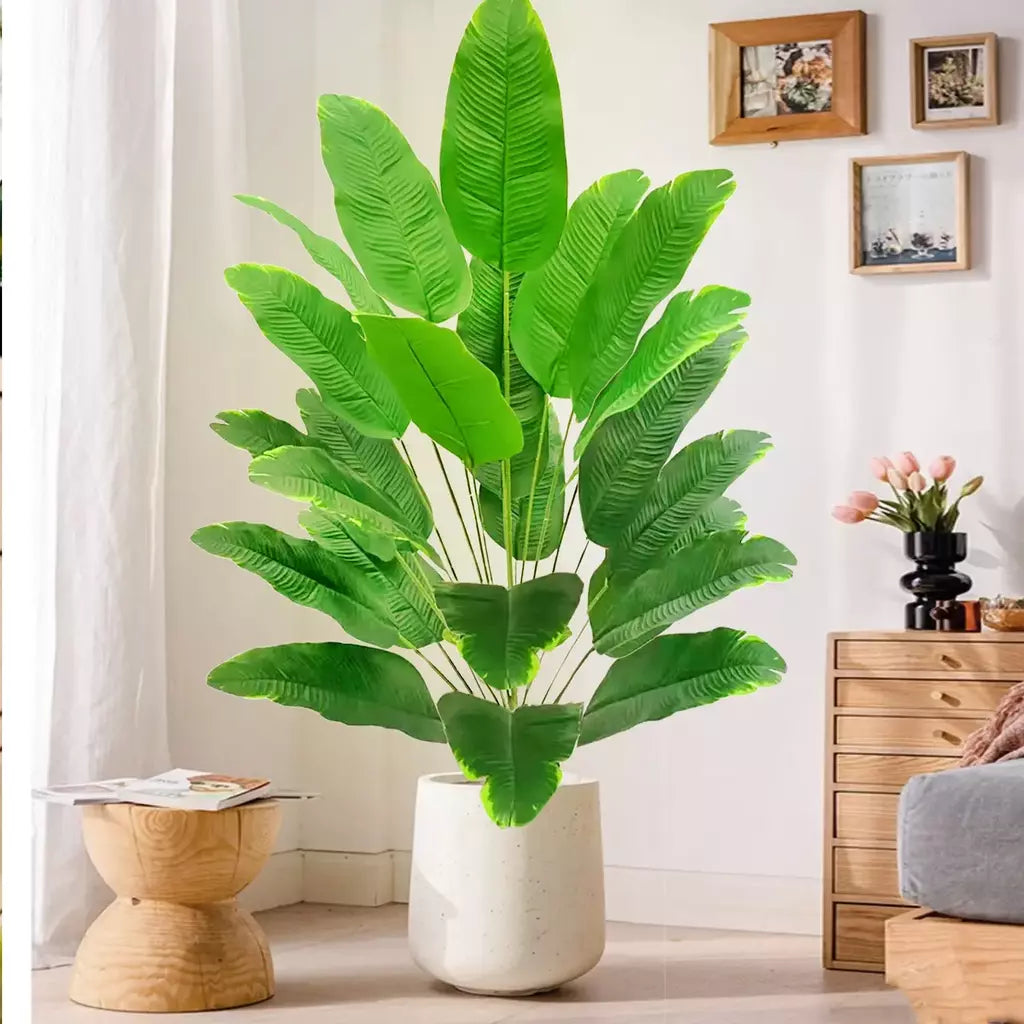 Palmeira tropical artificial 60-90-120cm(47,2 pol.) folhas de planta de banana falsa toque real planta de plástico strelitzia para jardim doméstico