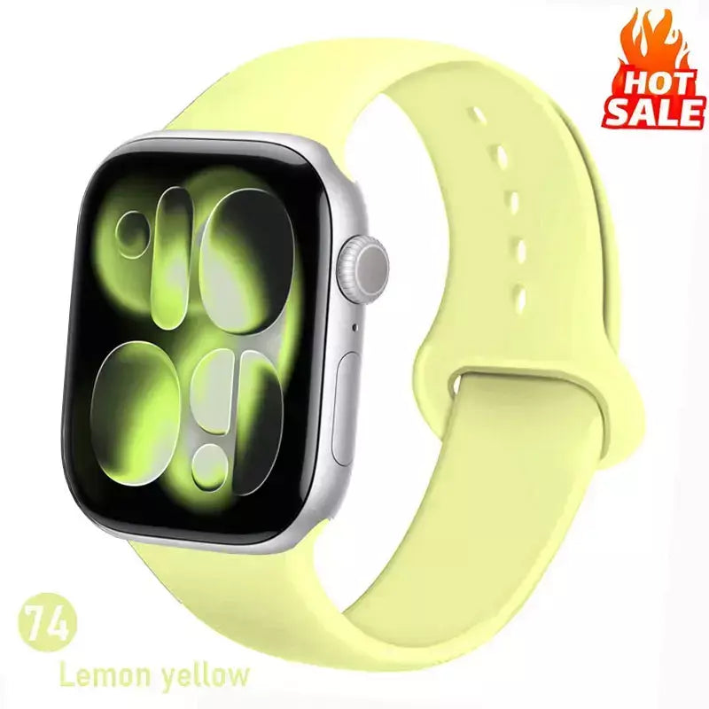 Pulseiras de silicone para apple watch pulseira 44mm 45mm 40 41mm 42-46mm pulseiras esportivas iwatch série 10 11 9 8 7 6 5 4 se ultra 3/2 49mm