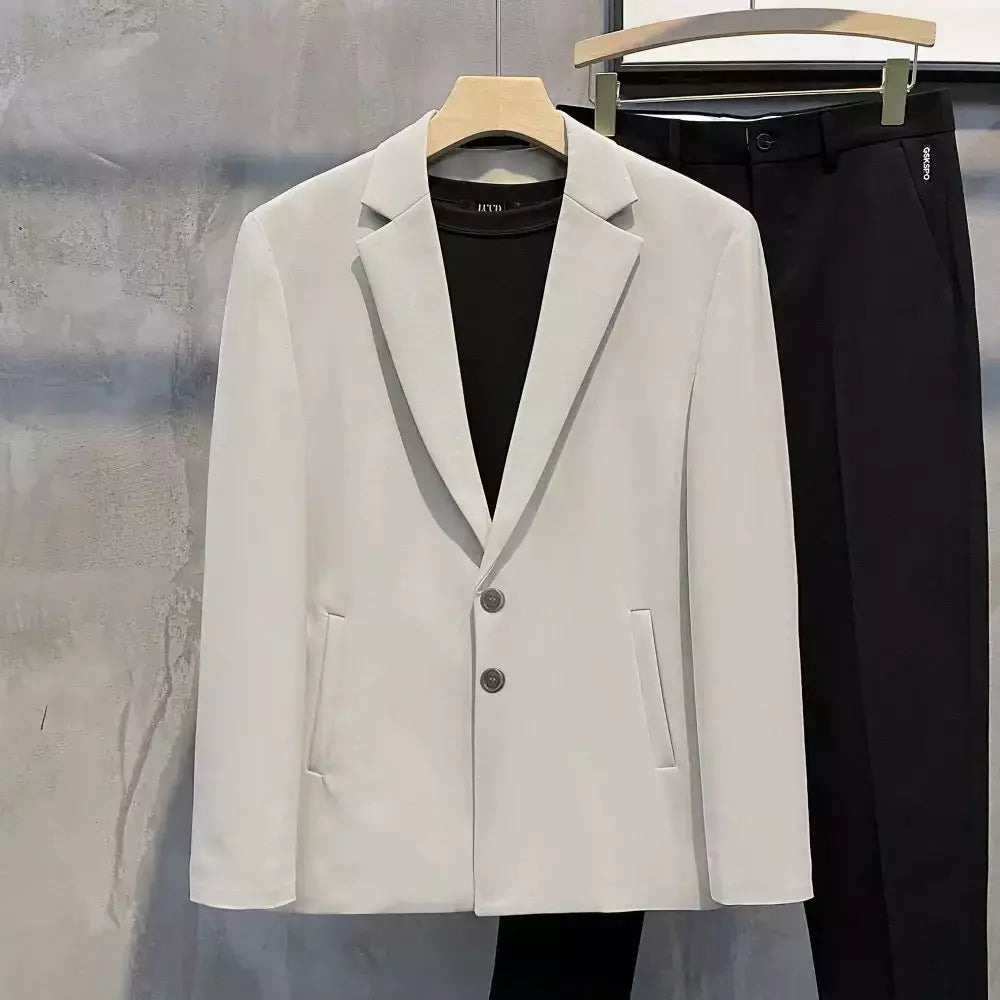 Blazer fino de negócios masculino, roupas estilo coreano, casaco casual, terno elegante, jaquetas marrons, de alta qualidade, 2024