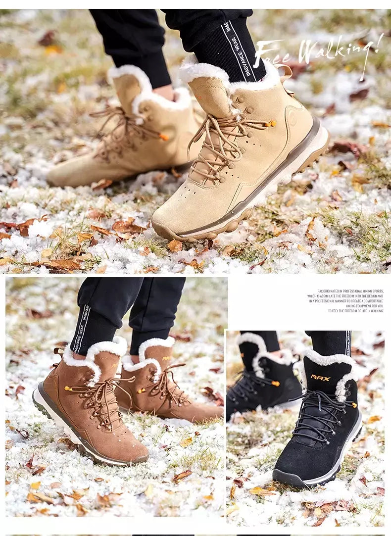 Rax à prova dwaterproof água caminhadas sapatos homens inverno ao ar livre tênis para homens botas de neve de pelúcia montanha botas de neve turismo ao ar livre sapato de corrida