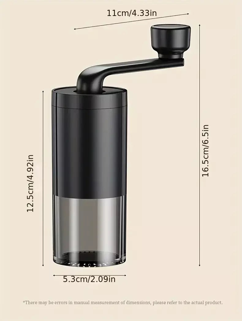 Moedor de café manual portátil, máquina manivela, moedor de feijão ajustável, viagem ao ar livre em casa, pequeno