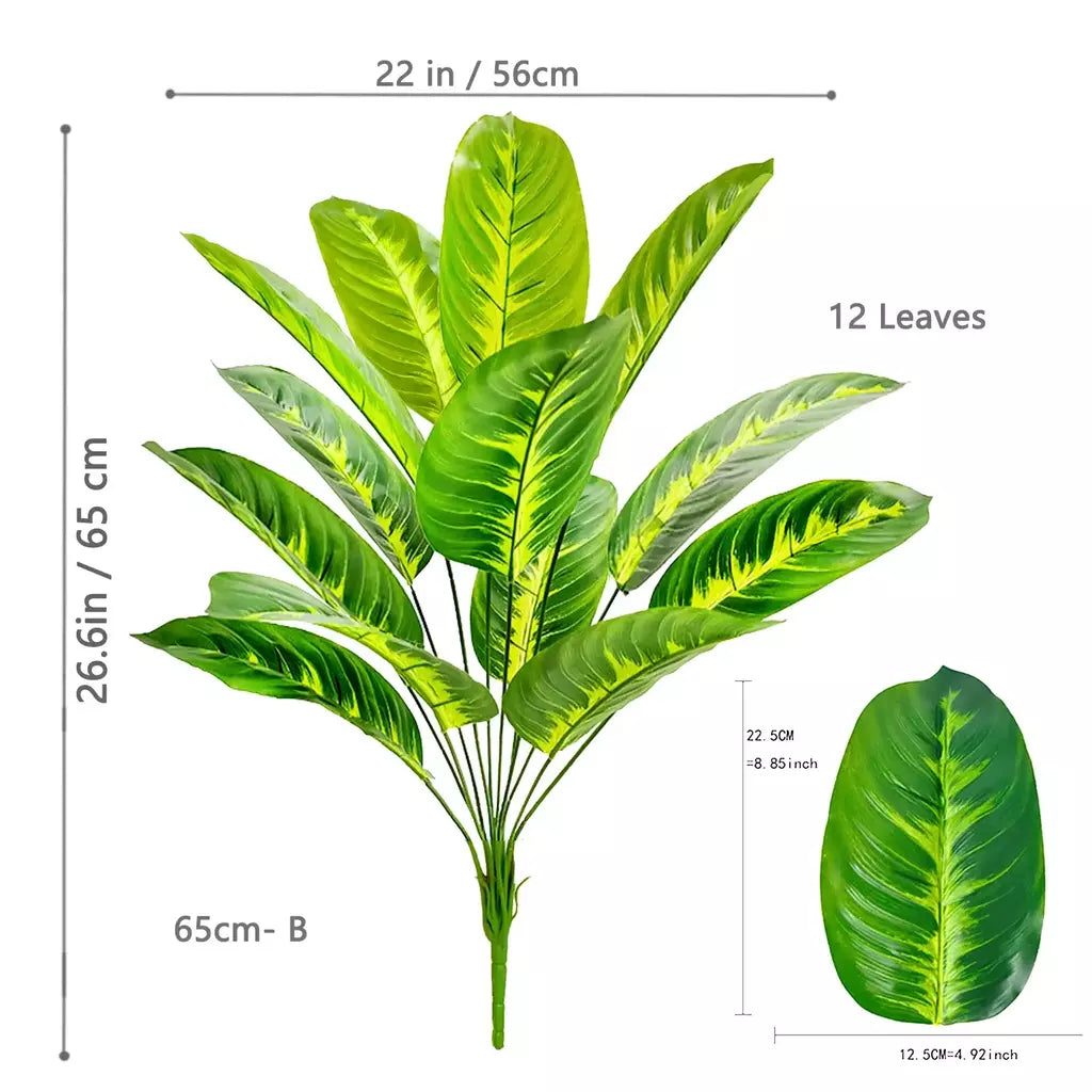 Palmeira tropical artificial 60-90-120cm(47,2 pol.) folhas de planta de banana falsa toque real planta de plástico strelitzia para jardim doméstico