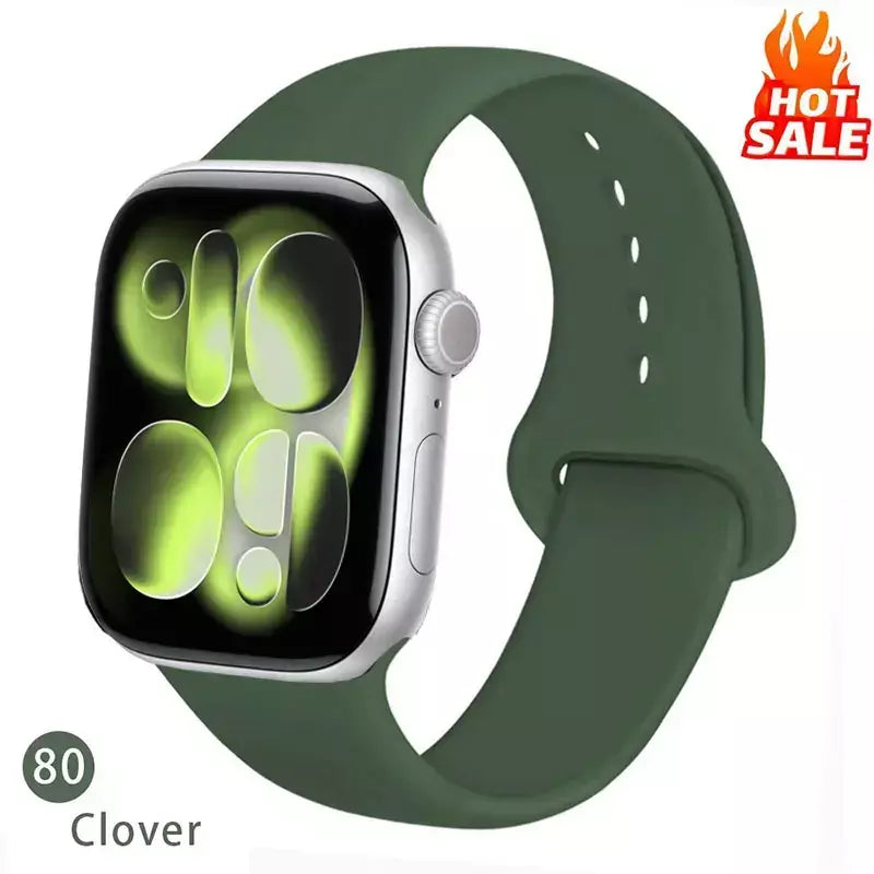 Pulseiras de silicone para apple watch pulseira 44mm 45mm 40 41mm 42-46mm pulseiras esportivas iwatch série 10 11 9 8 7 6 5 4 se ultra 3/2 49mm