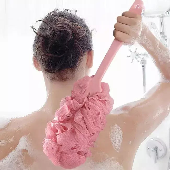 Escova traseira do punho longo para adultos, purificadores do corpo, escova do corpo do chuveiro, esponjas macias da malha, escovas do chuveiro do banho, acessórios do banho
