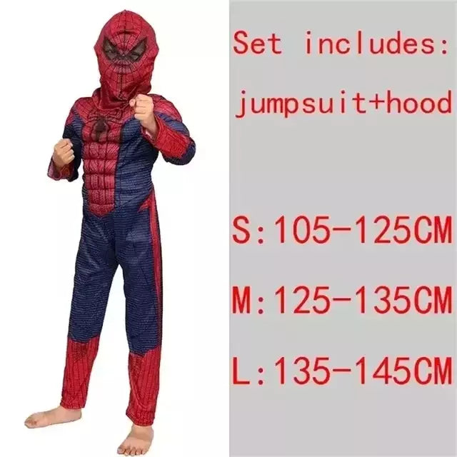 Super-herói homem aranha capitão américa homem de ferro thor hulk batman cosplay traje muscular bodysuit macacão para crianças festa de halloween