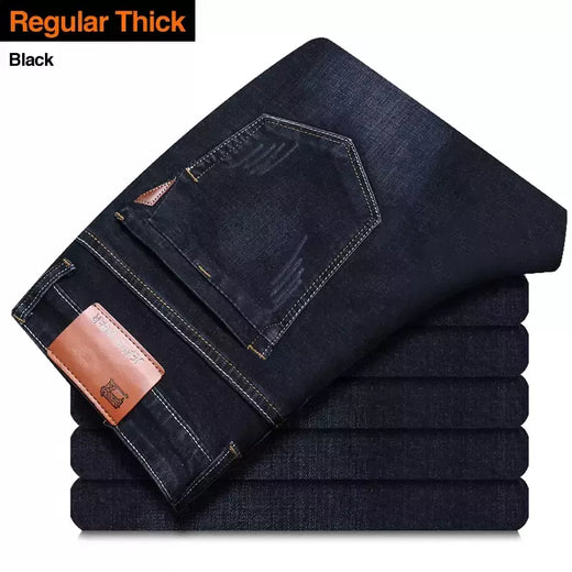 Jeans estilo clássico irmão Wang masculino, casual, stretch, fino, calça jeans, azul claro, calça preta, marca masculina