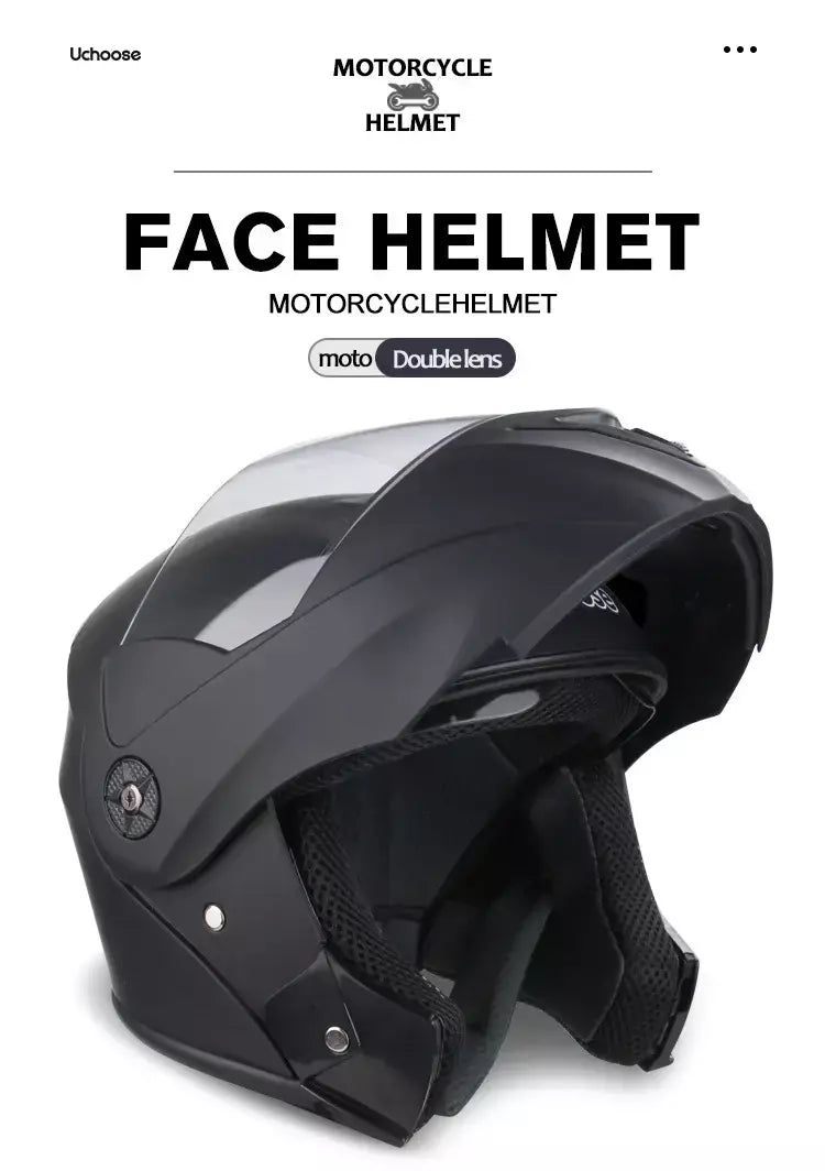 Unisex Capacete com viseira, lente dupla, seção transversal, segurança, modular, flip, capacete, certificação DOT, Uchoose
