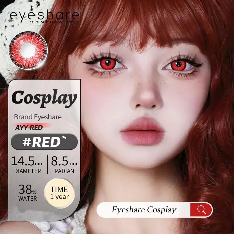 Eyeshare 1 par cosplay lentes de contato coloridas brancas lentes de contato vermelhas anime lentes de olho preto halloween beleza maquiagem lentes