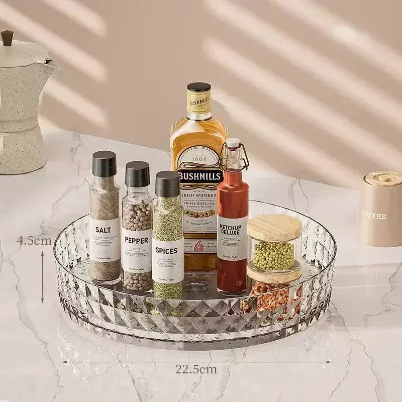 Rack de armazenamento de temperos rotativo 360, multifuncional, despensa, armário, plataforma giratória para cosméticos, acessórios de cozinha, bandeja organizadora
