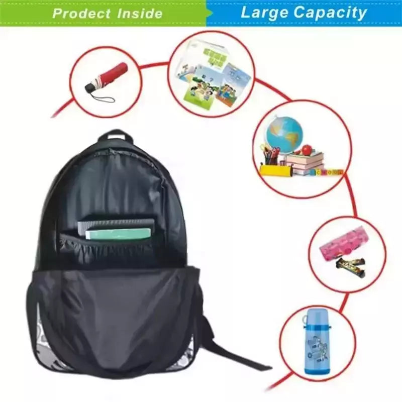 Mochila escolar com estampas de morcego dos desenhos animados para meninos e meninas, mochila de grande capacidade para o grau 1-4