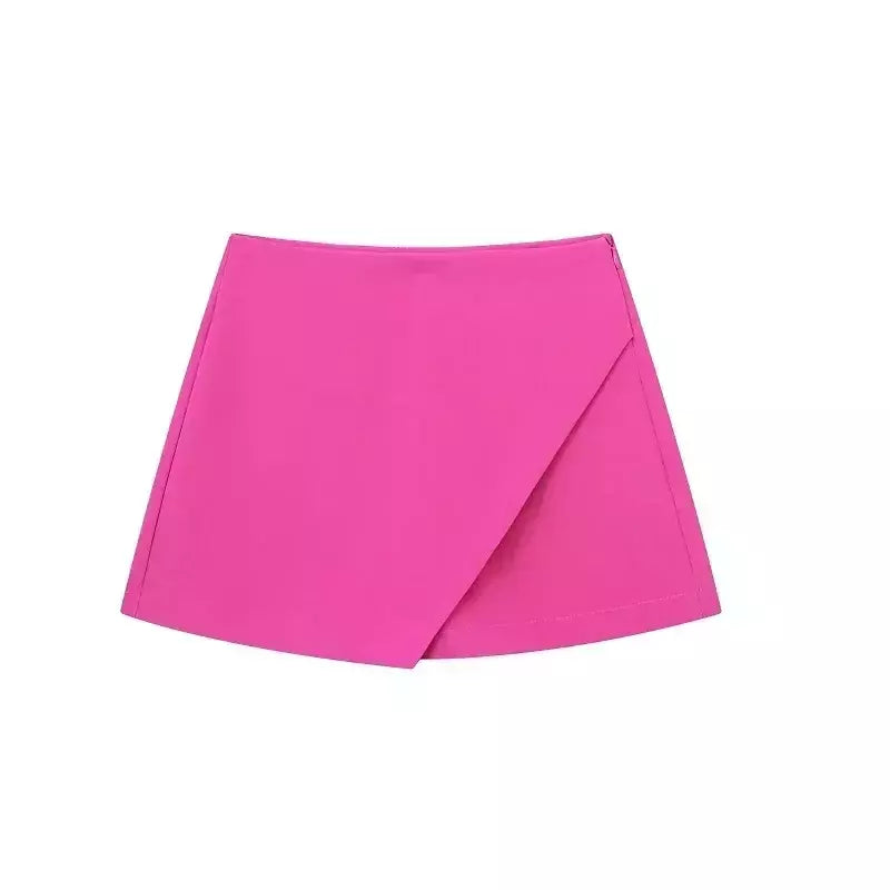 ASDS-Calções de Cintura Alta Feminina, Saias Assimétricas de Zíper Lateral, Monocromáticas, Preto, Branco, Mini, Moda Verão