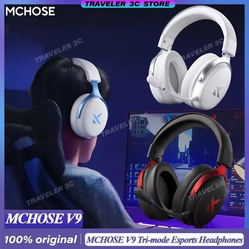 Original mchoose v9 pro personalizado gaming fone de ouvido tri-mode esports fones de ouvido hi-res música ativo redução de ruído fones de ouvido pc