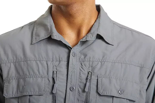 Tacvasen-camisa cargo de manga comprida masculina, malha respirável, multi-bolsos, secagem rápida, para o trabalho, caminhadas, pesca, verão