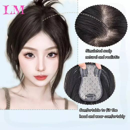 Lm fino 3d ar franja de cabelo em linha reta puro franja clipe em extensões de cabelo topper franja 3d invisível sem costura cabeça peruca de cabelo