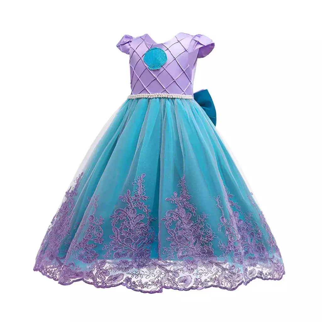 Meninas escala roxa princesa sereia ariel cosplay vestido de halloween vestido de festa de aniversário meninas verão praia vestido de férias