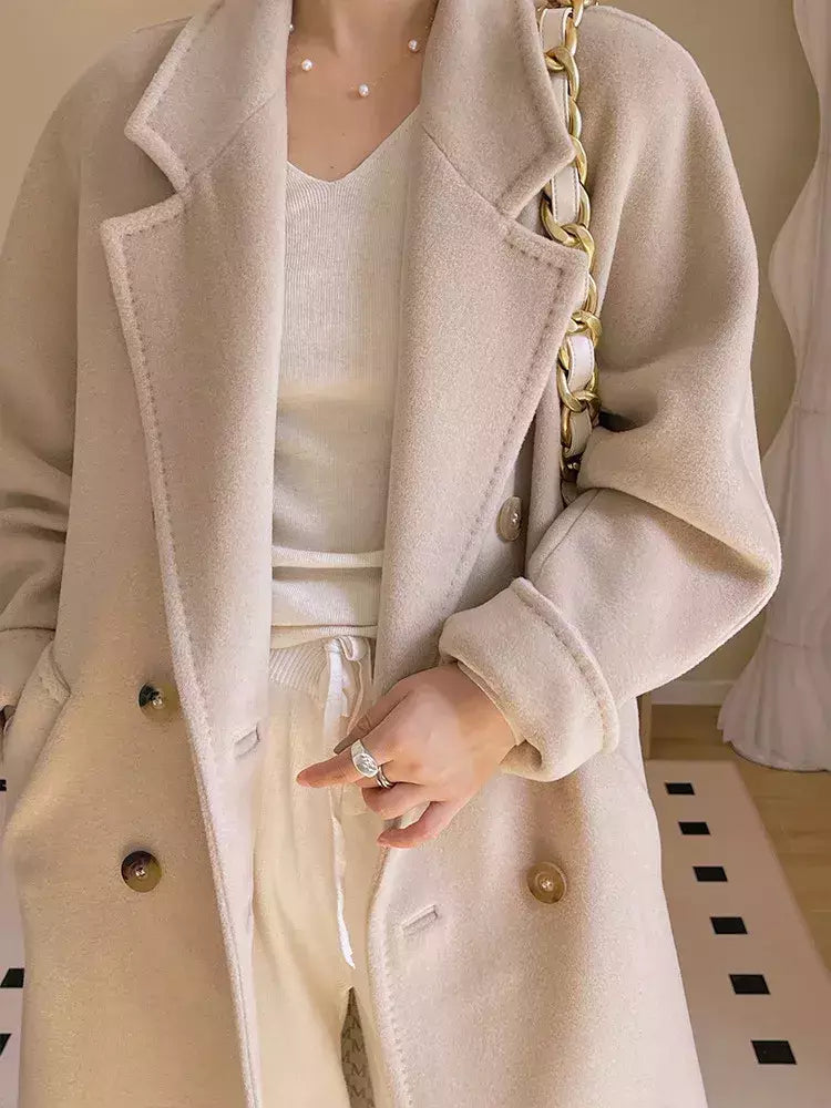 Casaco de Cashmere Camel Classic, casaco de lã de comprimento médio, novo, 101801, outono e inverno