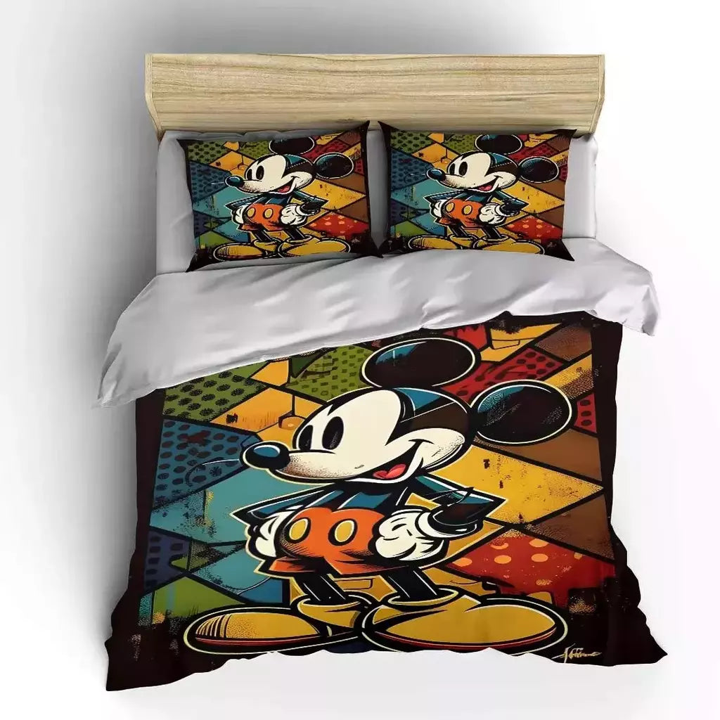 Mickey e Minnie Conjunto de cama para crianças, Fluffy Cartoon Comforter Cover, US Twin Bedclothes, Queen Size, macio, bebê, 3pcs