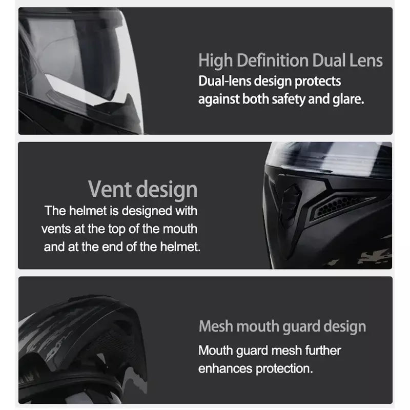 DOT Uchoose Capacetes aprovados Crash Moto Equipamento de proteção Homens Mulheres Flip Up Capacete Motocicleta Viseira Duplo Sol