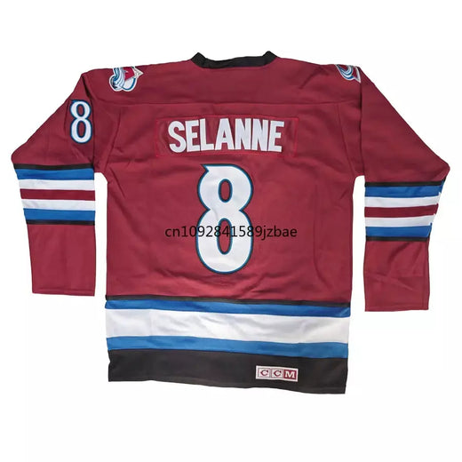 Adam Foote Jersey América Colorado Retro Camisas de Hóquei no Gelo 9 Paul Kariya Jersey 8 Teemu Selanne Jersey Tudo Costurado Us M-3XL