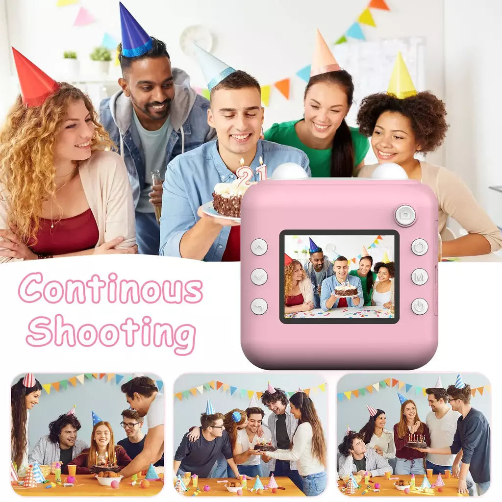 Câmera de impressão instantânea, impressão instantânea HD 1080P vem com vários filtros com inclui 1 rolo de papel e cordão