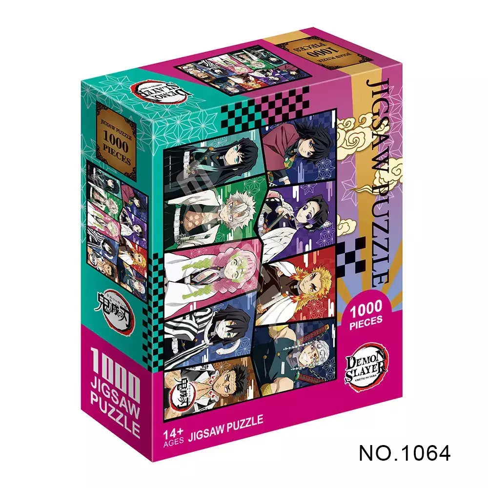 500/1000 peças quebra-cabeças para adultos demon slayer anime japonês série kimetsu dos desenhos animados crianças brinquedos educativos iluminar presentes