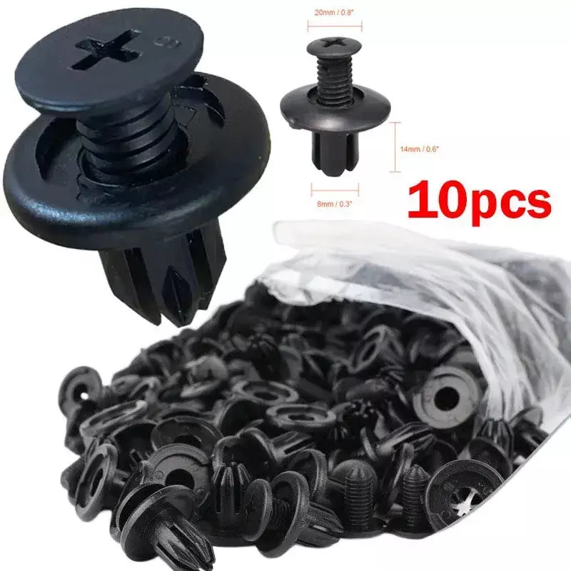 5/100 pçs 8mm rebites de plástico fixadores parafuso pára-choque do carro preto rebite clipes fixadores do carro para toyota focus kia nissan yamaha